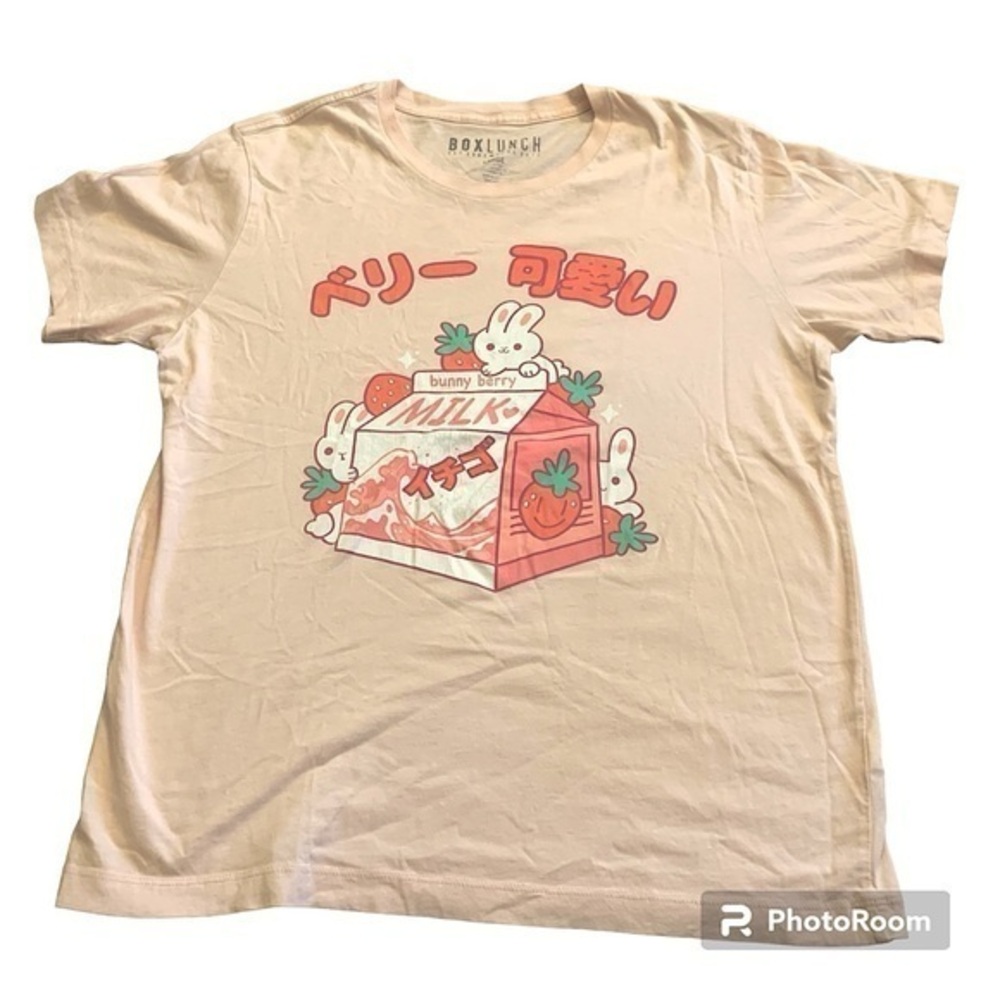 ❗️SALE❗️ Strawberry Milk Bunny Kanji Women’s T-Shirt Large - BoxLunch Ex…